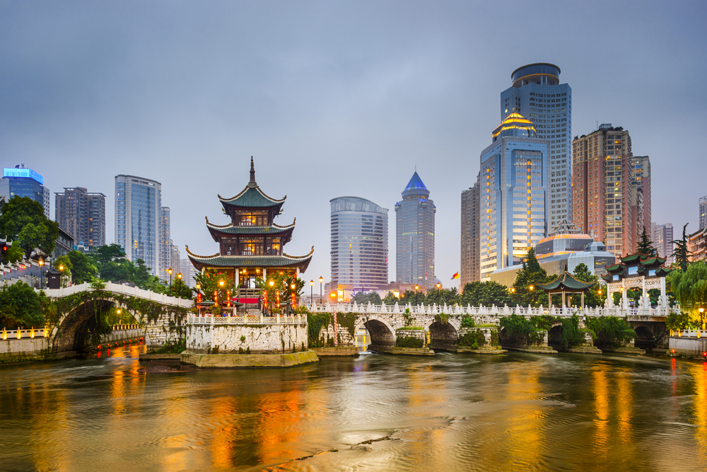 Guiyang, China city skyline on the river. ATTN REVIEWER -- Please see case #01390114