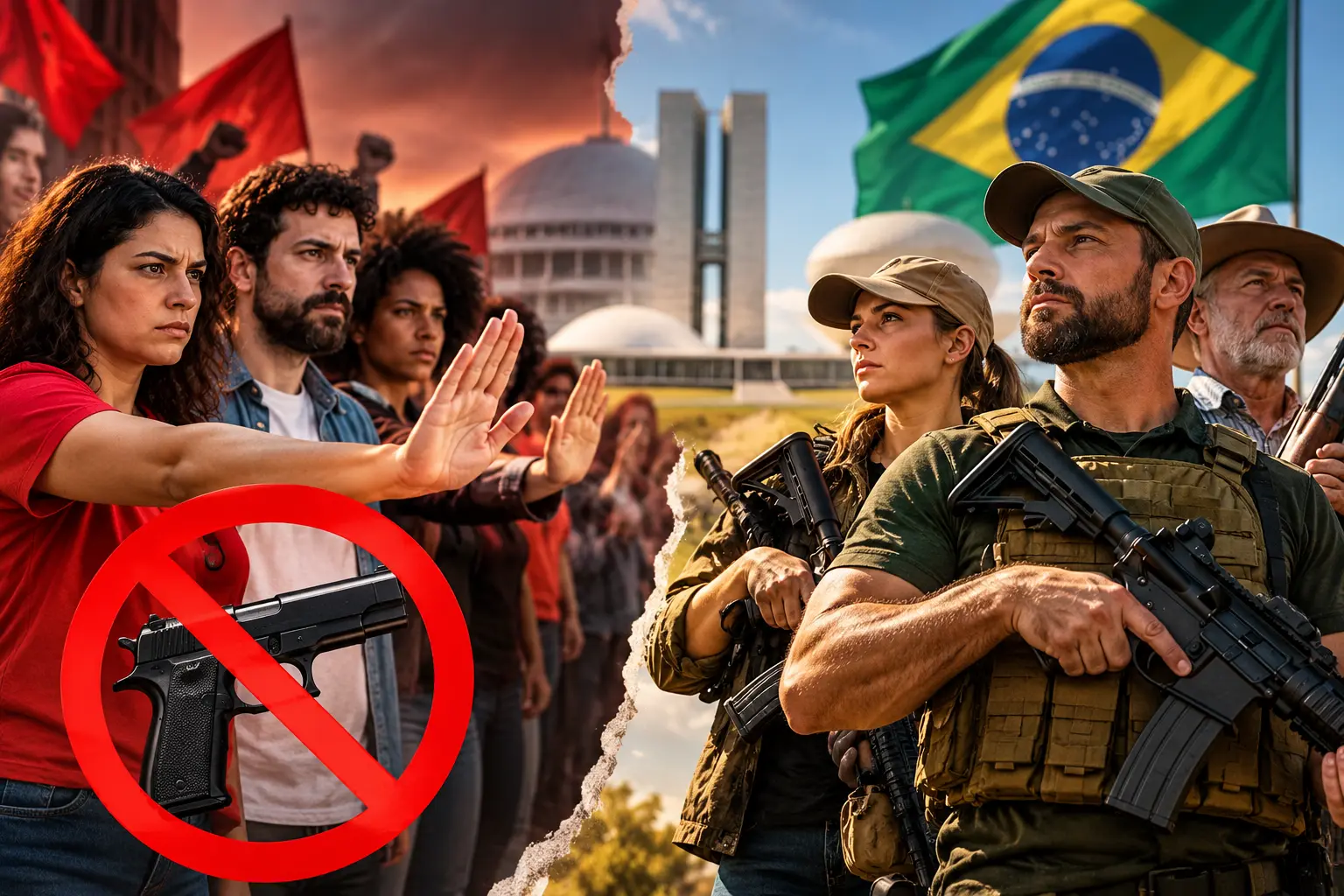 ## Quadro comparativo: esquerda versus direita sobre o acesso às armas | Tema | Posição comum em setores da esquerda | Posição comum em setores da direita | |---|---|---| | **Controle de armas** | Defende regras mais rigorosas para reduzir riscos e prevenir a violência. | Defende maior acesso legal para cidadãos que atendam aos requisitos estabelecidos. | | **Segurança pública** | Prioriza a prevenção, a fiscalização e o fortalecimento das instituições públicas. | Destaca a legítima defesa, a autonomia individual e a atuação das forças de segurança. | | **Liberdade individual** | Considera que o exercício desse direito deve levar em conta os riscos para a coletividade. | Enfatiza o direito de decidir sobre a própria proteção dentro dos limites legais. | | **Legítima defesa** | Pode reconhecer esse direito, mas tende a questionar a ampliação da circulação de armas como solução de segurança. | Costuma defender que cidadãos legalmente habilitados tenham meios de proteção pessoal. | | **Papel do Estado** | Ressalta a responsabilidade estatal de prevenir crimes e proteger a população. | Valoriza a segurança pública, mas também defende maior autonomia dos cidadãos em determinadas situações. | | **Fiscalização** | Geralmente apoia controles rigorosos, rastreamento e medidas preventivas. | Pode apoiar a fiscalização, mas frequentemente questiona restrições consideradas excessivas. | | **Combate à criminalidade** | Dá ênfase à prevenção, à investigação e à redução da circulação indevida de armas. | Dá ênfase à punição de criminosos, à legítima defesa e ao acesso legal responsável. | | **Principal preocupação** | Reduzir os riscos associados à circulação e ao uso indevido de armas. | Evitar que restrições excessivas limitem a liberdade e as possibilidades legais de defesa. | **Importante:** o quadro apresenta tendências gerais do debate político, e não regras absolutas. Existem diferenças dentro da esquerda e da direita, e os posicionamentos variam conforme o país, o partido e as circunstâncias.